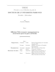THESE Présentée en vue d’obtention du grade de DOCTEUR DE L’UNIVERSITE PARIS SUD Discipline : Informatique