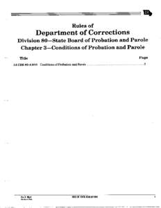 Rules of  Department of Corrections