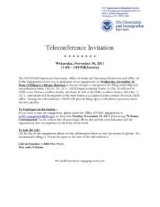 U.S. Citizenship and Immigration Services Office of Public Engagement Washington, DCTeleconference Invitation 