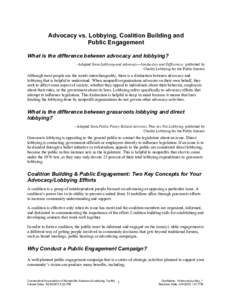 Political terminology / Advocacy groups / Lobbying / Grassroots lobbying / Advocacy / Direct lobbying in the United States / Lobbying in the United States / Advocacy evaluation