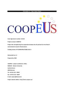 Kick off meeting - REPORT Deliverable 4.2 – Gap Analysis Report Grant Agreement number: Project acronym: COOPEUS Project title: Strengthening the cooperation between the US and the EU in the field of