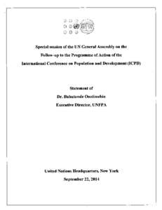 oo«|EM l3 U Special session of the UN General Assembly on the Follow-up to the Programme of Action of the International Conference on Population and Development (ICPD)