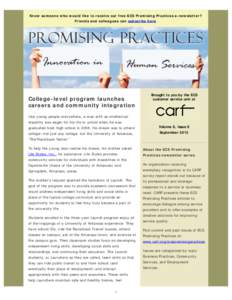 Promising Practices ECS - College-level program launches careers and community integration[removed]