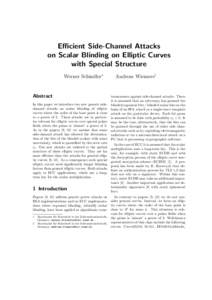 Efficient Side-Channel Attacks on Scalar Blinding on Elliptic Curves with Special Structure