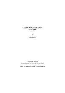 LOGIC BIBLIOGRAPHY up to 2008 by
