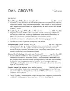 DAN GROVER   +  EXPERIENCE