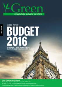 FINANCIAL GUIDE  BUDGET 2016 GUIDE TO THE
