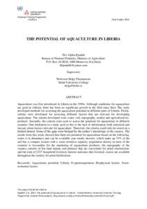 unuftp.is  Final Project 2011 THE POTENTIAL OF AQUACULTURE IN LIBERIA