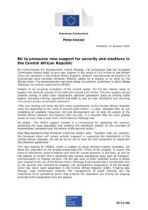 EUROPEAN COMMISSION  PRESS RELEASE Brussels, 31 January[removed]EU to announce new support for security and elections in