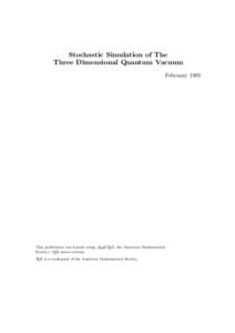 Stochastic Simulation of The Three Dimensional Quantum Vacuum February 1995 This publication was typeset using AMS-TEX, the American Mathematical Society’s TEX macro system.
