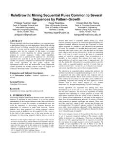 RuleGrowth: Mining Sequential Rules Common to Several Sequences by Pattern-Growth