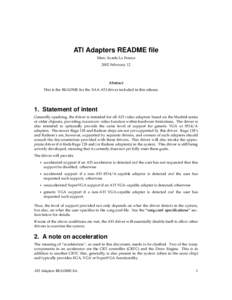 ATI Adapters README file Marc Aurele La France 2002 February 12 Abstract This is the README for the XAA ATI driver included in this release.
