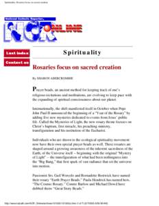 Spirituality: Rosaries focus on sacred creation