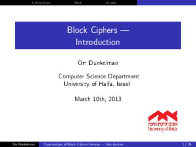 Block Ciphers „   Introduction