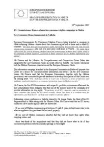 EUROPEAN COMMISSION KUMMISSJONI EWROPEA HEAD OF REPRESENTATION IN MALTA KAP TAR-RAPPREŻENTANZA F’MALTA 10th September 2007