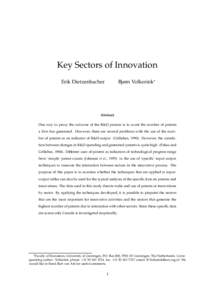 Key Sectors of Innovation Bjørn Volkerink∗ Erik Dietzenbacher  Abstract