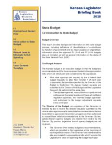 2018 Legislator Briefing Book - Introduction to State Budget