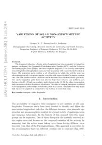 arXiv:1401.1739v1 [astro-ph.SR] 8 JanISSN 1845–8319 VARIATIONS OF SOLAR NON-AXISYMMETRIC ACTIVITY