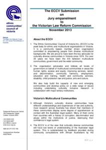 The ECCV Submission on Jury empanelment to the Victorian Law Reform Commission November 2013