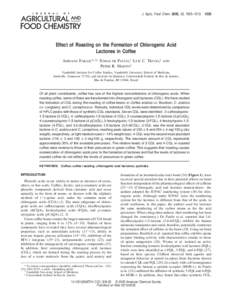 J. Agric. Food Chem. 2005, 53, 1505−Effect of Roasting on the Formation of Chlorogenic Acid Lactones in Coffee
