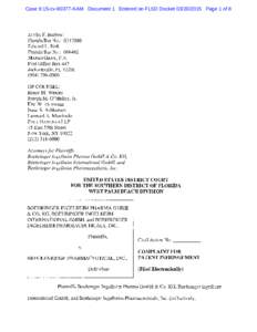 Case 9:15-cv[removed]KAM Document 1 Entered on FLSD Docket[removed]Page 1 of 8  Jeptha F. Barbour Florida Bar No.: [removed]Edward L. Birk Florida Bar No.: 068462