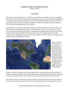 Planning for the 2017 Solar Eclipse at VLF and LF Whitham D. Reeve 1. Introduction Solar eclipses of all types (partial, annular, total) are not particularly rare worldwide (for example, see {Solar}). Total solar eclipse