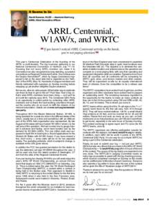 It Seems to Us David Sumner, K1ZZ — [removed] ARRL Chief Executive Officer ARRL Centennial, W1AW/x, and WRTC