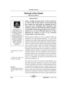 FEATURE | ARTICLE  Molecule of the Month Mercurous Nitrite* Rajarshi Ghosh