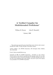 A Veried Compiler for Multithreaded PreScheme 1  William M. Farmer