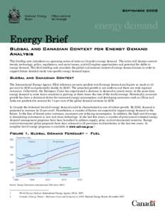 Energy Brief - Global and Canadian Context for Energy Demand Analysis - September 2008