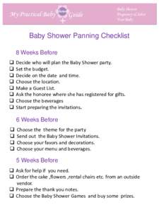 Baby Shower Panning Checklist 8 Weeks Before    