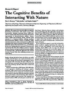 PS YC HOLOGICA L SC IENCE  Research Report The Cognitive Benefits of Interacting With Nature
