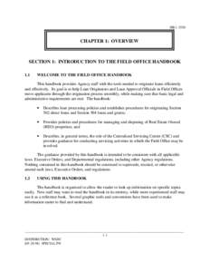 HB[removed]CHAPTER 1: OVERVIEW SECTION 1: INTRODUCTION TO THE FIELD OFFICE HANDBOOK 1.1
