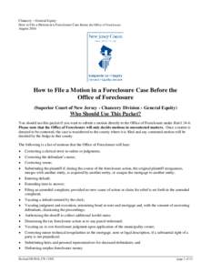 How to File a Motion in a Foreclosure Case Before the Office of Foreclosure