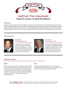 CASE STUDY  Meeting the Challenge: Dupont’s Journey to Sales Excellence Summary