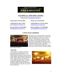 ! TECHNICAL SPECIFICATIONS !  Paramount website: http://www.paramount-abilene.org
