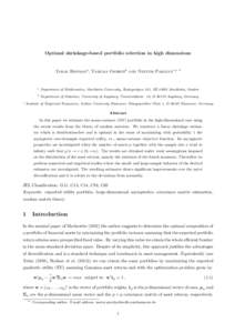 Optimal shrinkage-based portfolio selection in high dimensions  Taras Bodnara , Yarema Okhrinb and Nestor Parolyac,∗ c