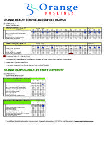 ORANGE HEALTH SERVICE- BLOOMFIELD CAMPUS BUS TIMETABLE Effective: 14th March 2011