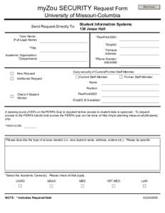 myZou SECURITY Request Form  Print Form University of Missouri-Columbia