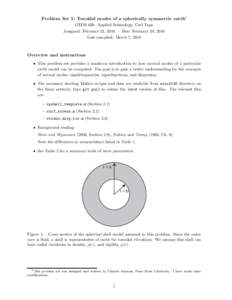 Problem Set 5: Toroidal modes of a spherically symmetric earth1 GEOS 626: Applied Seismology, Carl Tape Assigned: February 22, 2016 — Due: February 29, 2016 Last compiled: March 7, 2016  Overview and instructions