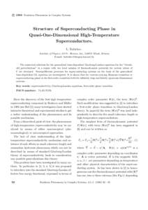 c 1998 Nonlinear Phenomena in Complex Systems ° Structure of Superconducting Phase in Quasi-One-Dimensional High-Temperature Superconductors.