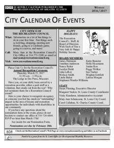 QUARTERLY CALENDAR PUBLISHED BY THE RECREATION COUNCIL OF GREATER ST. LOUIS COUNCIL Wi n t er