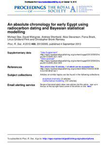 Downloaded from rspa.royalsocietypublishing.org on October 18, 2013  An absolute chronology for early Egypt using