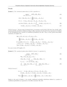 Predictive Inverse Optimal Control for Linear-Quadratic-Gaussian Systems  Proofs Lemma 1. The constrained optimization of (19) is equivalent to: argmax {f (�