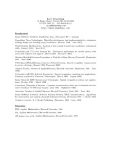Larry Denenberg 31 Ripley Street, Newton MA[removed][removed]h[removed]c) [removed] http://larry.denenberg.com/ Employment