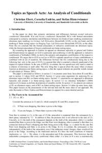 Topics as Speech Acts: An Analysis of Conditionals