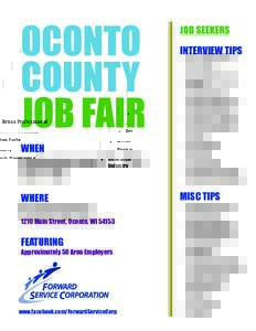 OCONTO COUNTY JOB FAIR WHEN  Wednesday, June 10th, 2015