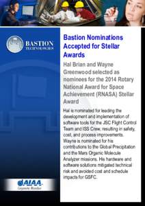 Bastion Nominations Accepted for Stellar Awards Hal Brian and Wayne Greenwood selected as nominees for the 2014 Rotary