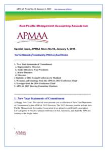 APMAA News No.18: January1, 2015  http://apmaa.org/APMAA/ Asia-Pacific Management Accounting Association