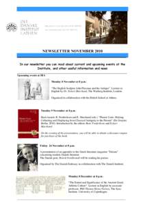 NEWSLETTER NOVEMBER 2010 ________________________________________________________ In our newsletter you can read about current and upcoming events at the Institute, and other useful information and news _________________